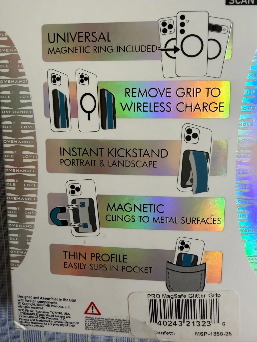 Livehandle Pro Confetti  Confetti Phone Grip with MagSafe New